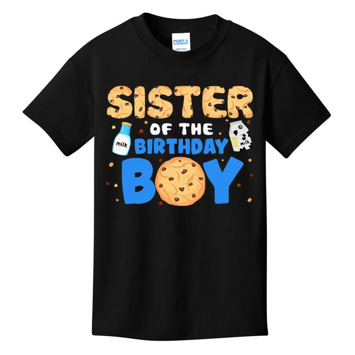 Sister Of The Birthday Boy Milk And Cookies 1st Birthday Kids T-Shirt