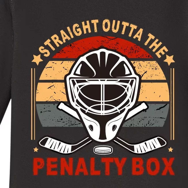 Straight Outta The Penalty Box Funny Hockey Design For Baby Long Sleeve Bodysuit