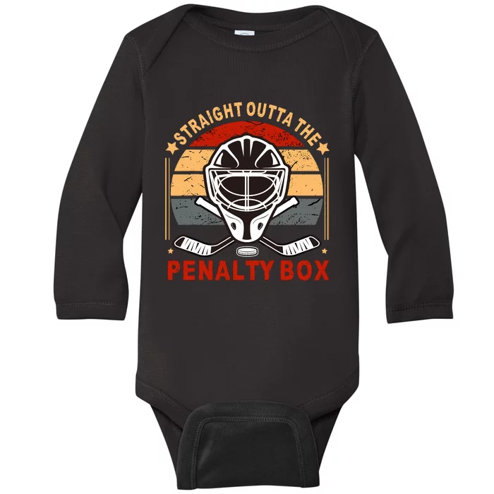 Straight Outta The Penalty Box Funny Hockey Design For Baby Long Sleeve Bodysuit