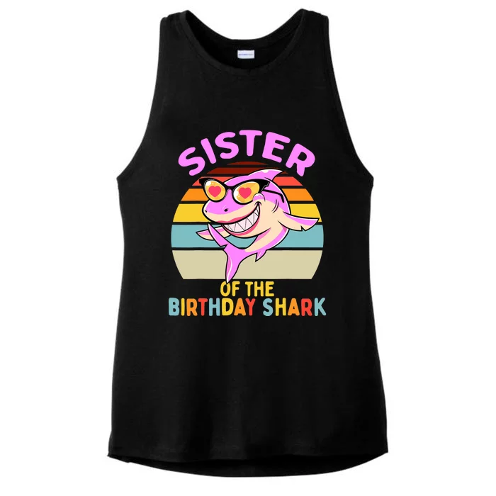 Sister of the Shark Birthday Matching Family Ladies Tri-Blend Wicking Tank