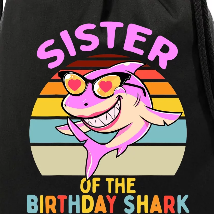 Sister of the Shark Birthday Matching Family Drawstring Bag