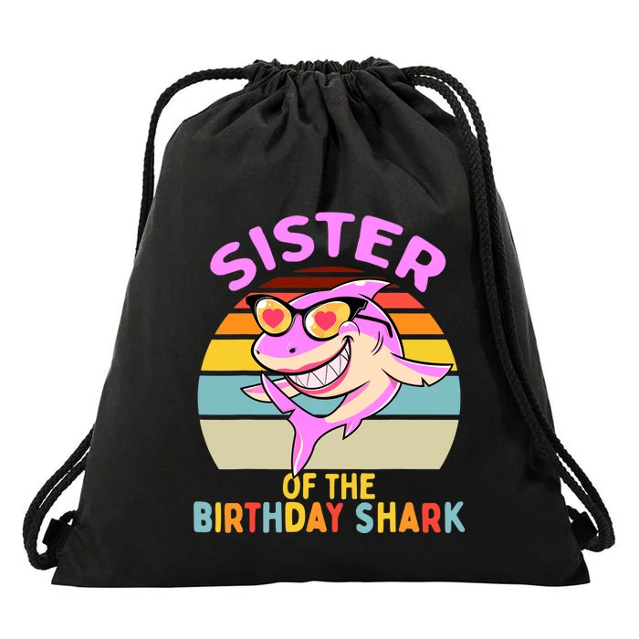 Sister of the Shark Birthday Matching Family Drawstring Bag