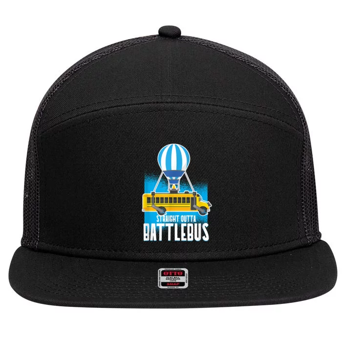 Straight Out The Battle Bus Gamer Video 7 Panel Mesh Trucker Snapback Hat