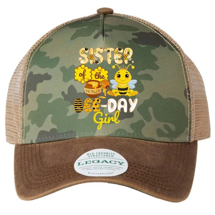 Sister Of The Bee Day Girl Funny Bee Birthday Party Legacy Tie Dye Trucker Hat