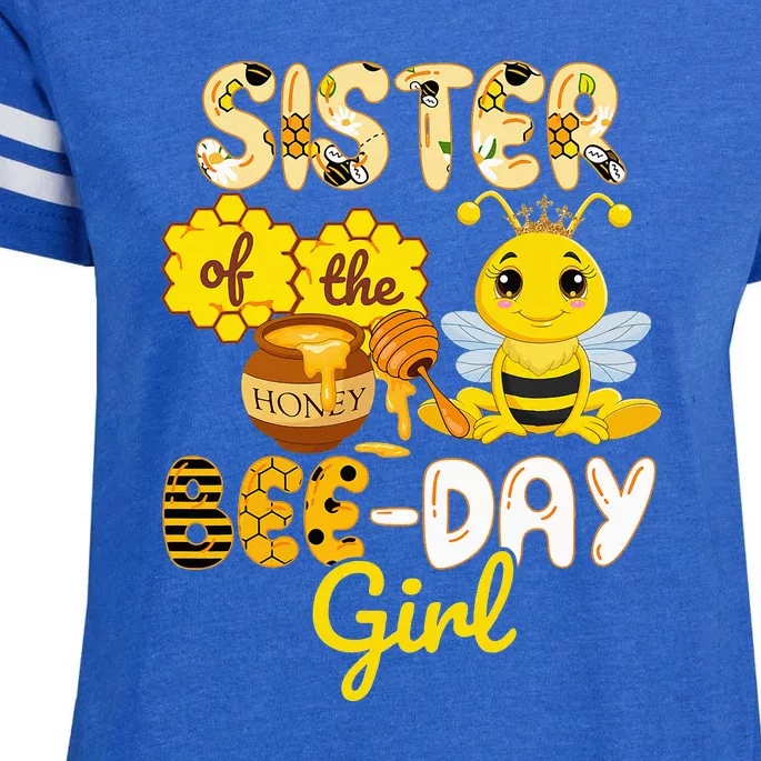 Sister Of The Bee Day Girl Funny Bee Birthday Party Enza Ladies Jersey Football T-Shirt