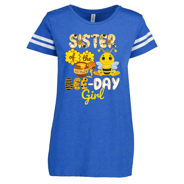 Sister Of The Bee Day Girl Funny Bee Birthday Party Enza Ladies Jersey Football T-Shirt