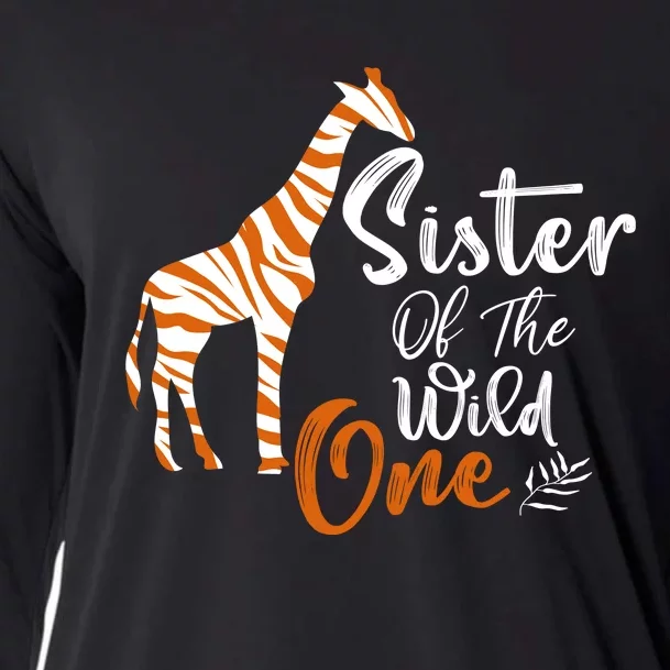 Sister Of The Wild One Funny 1st Birthday Animal Safari Gift Cooling Performance Long Sleeve Crew