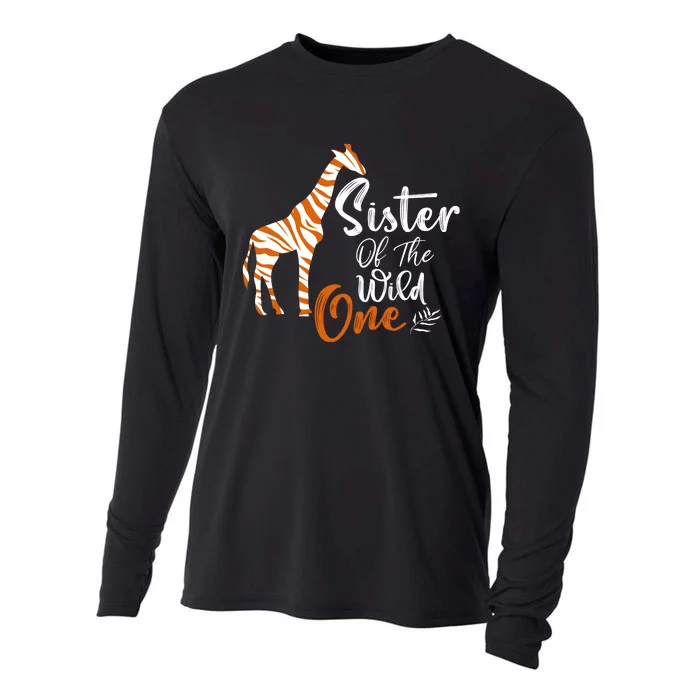 Sister Of The Wild One Funny 1st Birthday Animal Safari Gift Cooling Performance Long Sleeve Crew