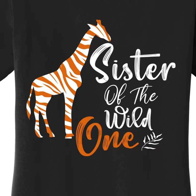 Sister Of The Wild One Funny 1st Birthday Animal Safari Gift Women's T-Shirt