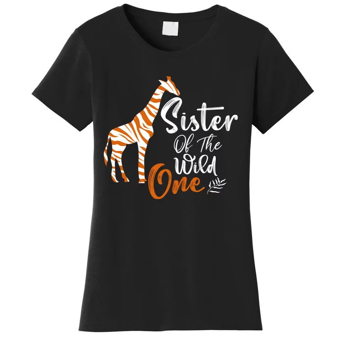 Sister Of The Wild One Funny 1st Birthday Animal Safari Gift Women's T-Shirt