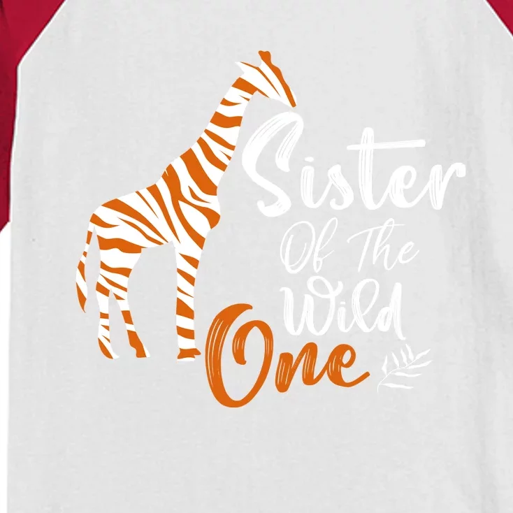 Sister Of The Wild One Funny 1st Birthday Animal Safari Gift Kids Colorblock Raglan Jersey