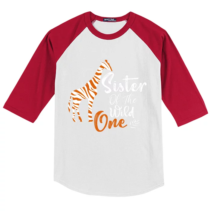 Sister Of The Wild One Funny 1st Birthday Animal Safari Gift Kids Colorblock Raglan Jersey