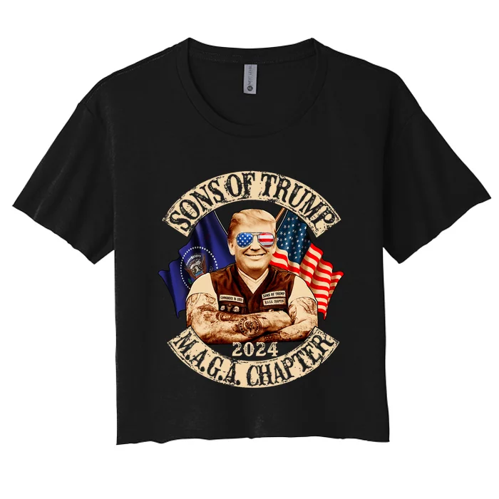 Sons Of Trump Maga Chapter 2024 Funny Women's Crop Top Tee