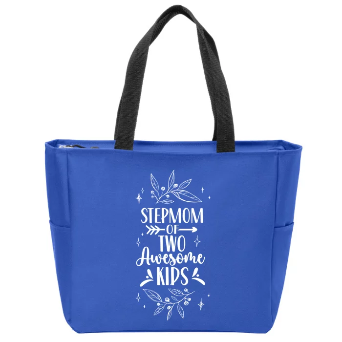 Stepmom Of Two Awesome Mother's Day Stepmother Mom Gift Zip Tote Bag