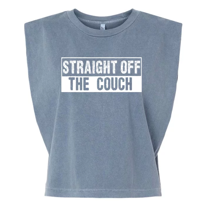 Straight Off The Couch Funny Football Offensive Lineman Garment-Dyed Women's Muscle Tee