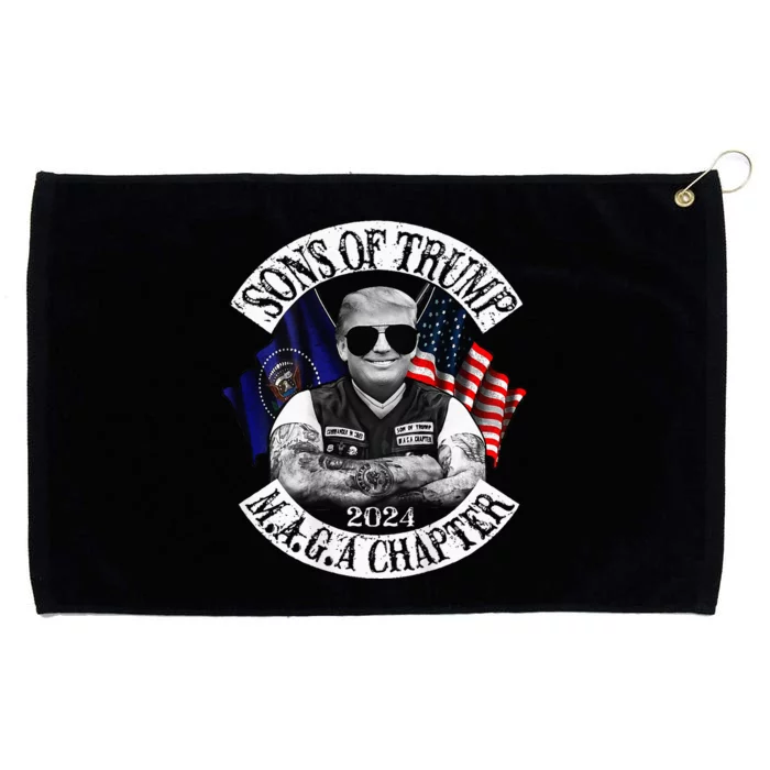 Sons Of Trump Maga Chapter 2024 Biker For Trump Grommeted Golf Towel