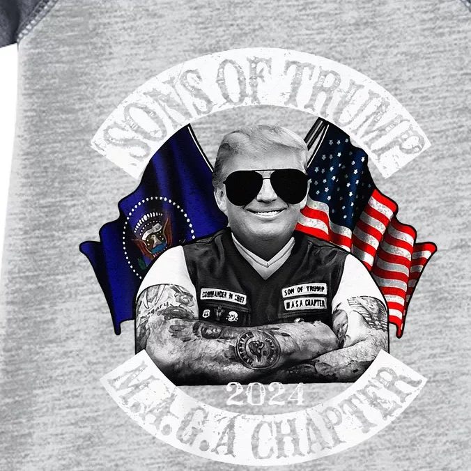 Sons Of Trump Maga Chapter 2024 Biker For Trump Infant Baby Jersey Bodysuit