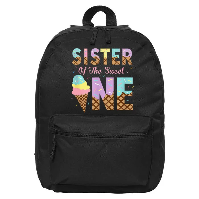 Sister Of The Sweet One Ice Cream 1st First Birthday Family 16 in Basic Backpack