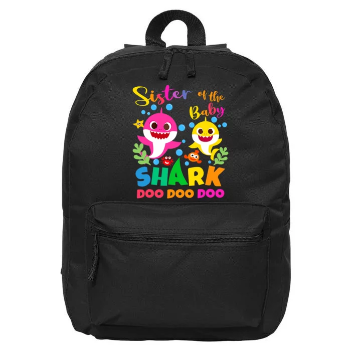 Sister Of The Shark Birthday Family Matching Birthday 16 in Basic Backpack