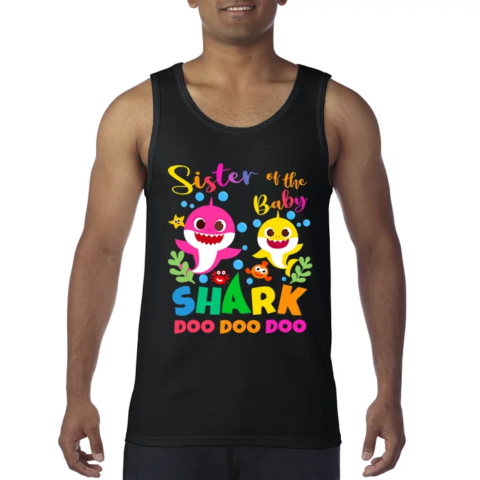 Sister Of The Shark Birthday Family Matching Birthday Tank Top