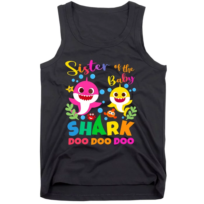 Sister Of The Shark Birthday Family Matching Birthday Tank Top