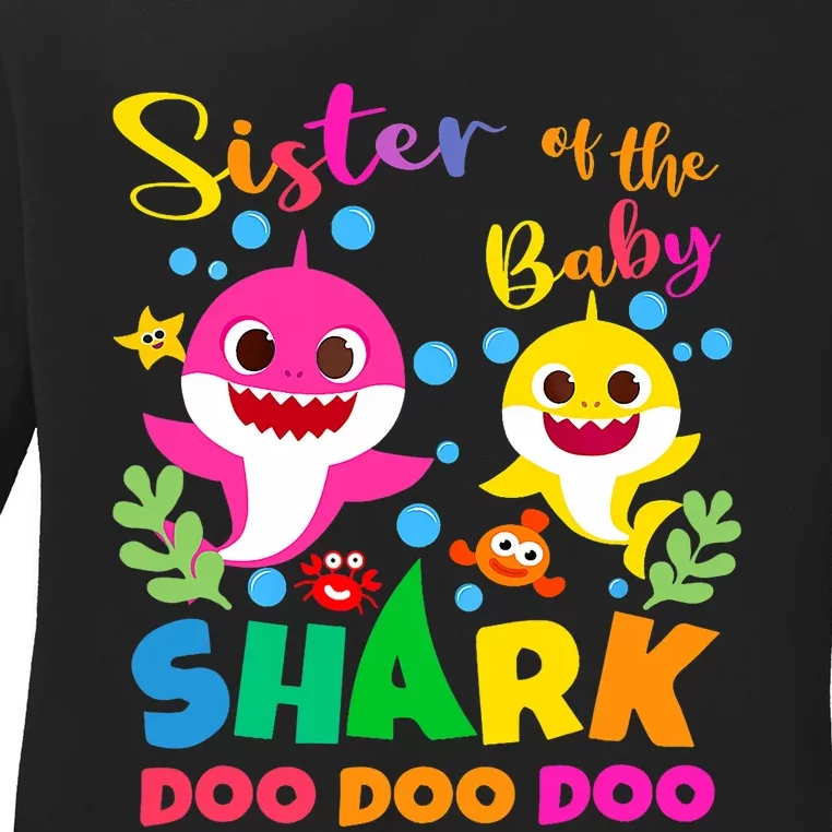 Sister Of The Shark Birthday Family Matching Birthday Ladies Long Sleeve Shirt