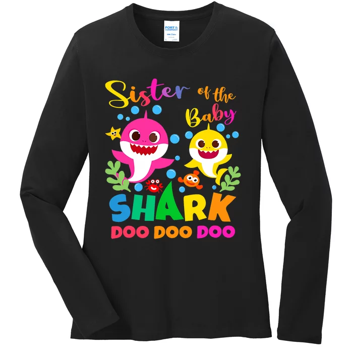 Sister Of The Shark Birthday Family Matching Birthday Ladies Long Sleeve Shirt