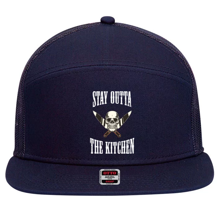 Stay Outta The Kitchen Cook Chef Cooking Skull Design Great Gift 7 Panel Mesh Trucker Snapback Hat