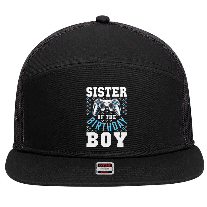 Sister of the Birthday Matching Video Gamer Birthday 7 Panel Mesh Trucker Snapback Hat