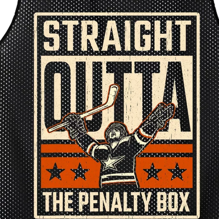 Straight Outta The Penalty Box Funny Hockey Player Fan Lover Mesh Reversible Basketball Jersey Tank