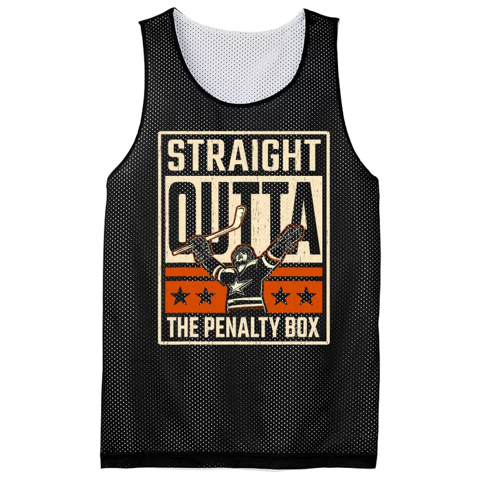 Straight Outta The Penalty Box Funny Hockey Player Fan Lover Mesh Reversible Basketball Jersey Tank