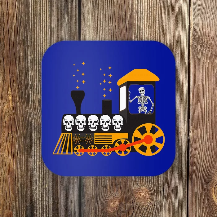 Skeleton On Train Halloween Transportation Funny Coaster