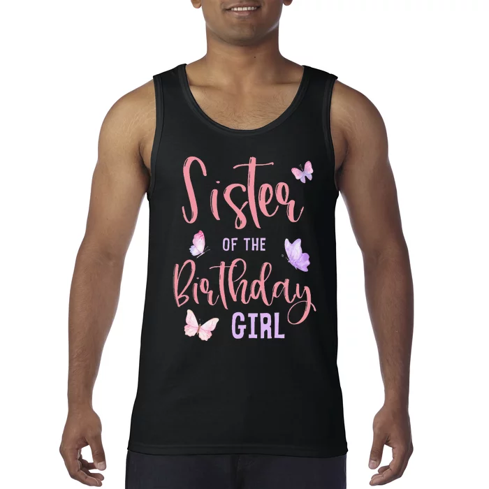 Sister of The Birthday Butterfly Party Matching Family Tank Top