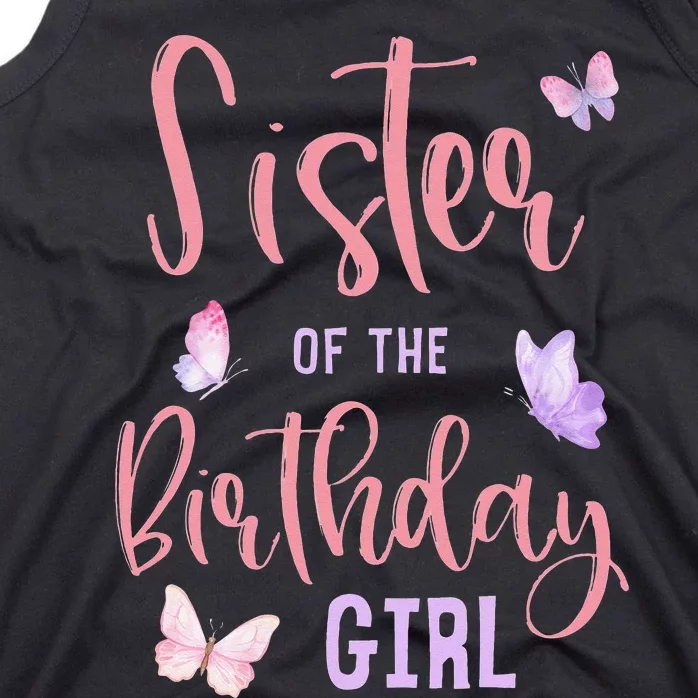 Sister of The Birthday Butterfly Party Matching Family Tank Top