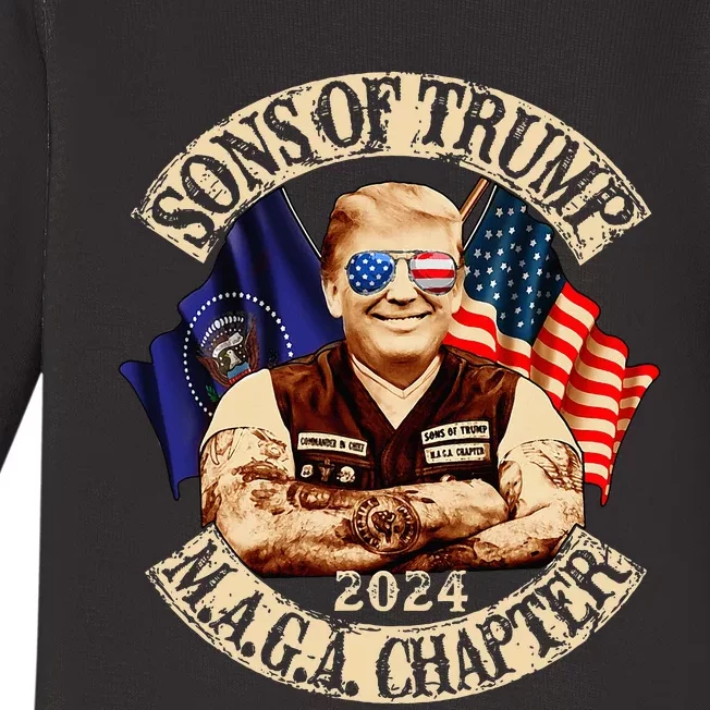 Sons Of Trump Maga Chapter 2024 Funny Baby Long Sleeve Bodysuit