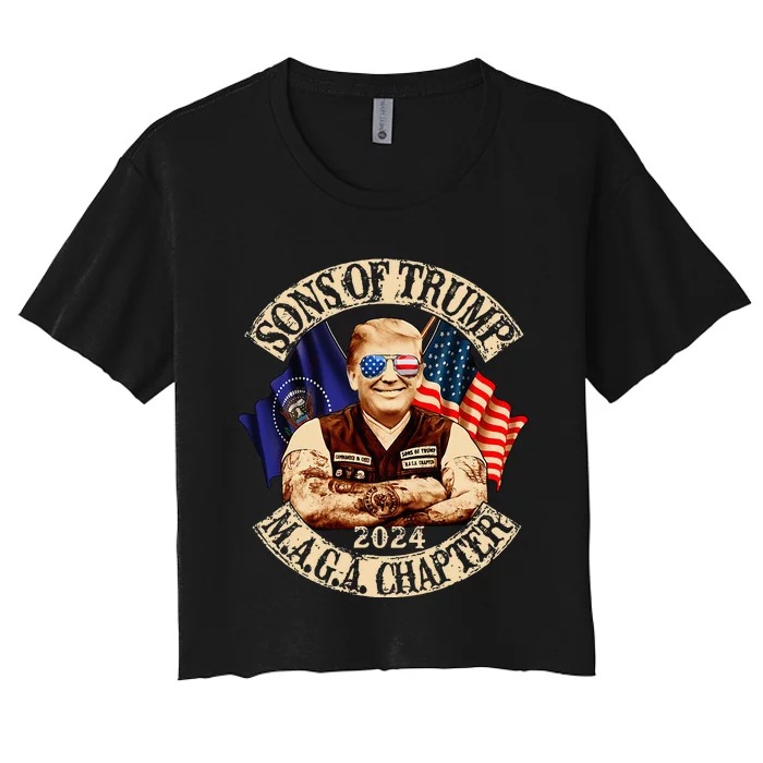 Sons Of Trump Maga Chapter 2024 Funny Women's Crop Top Tee