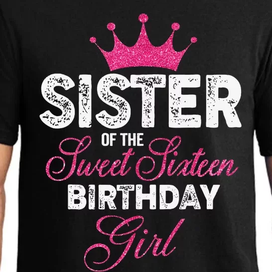 Sister of the Sweet Sixteen Birthday 16th Pink Crown Pajama Set