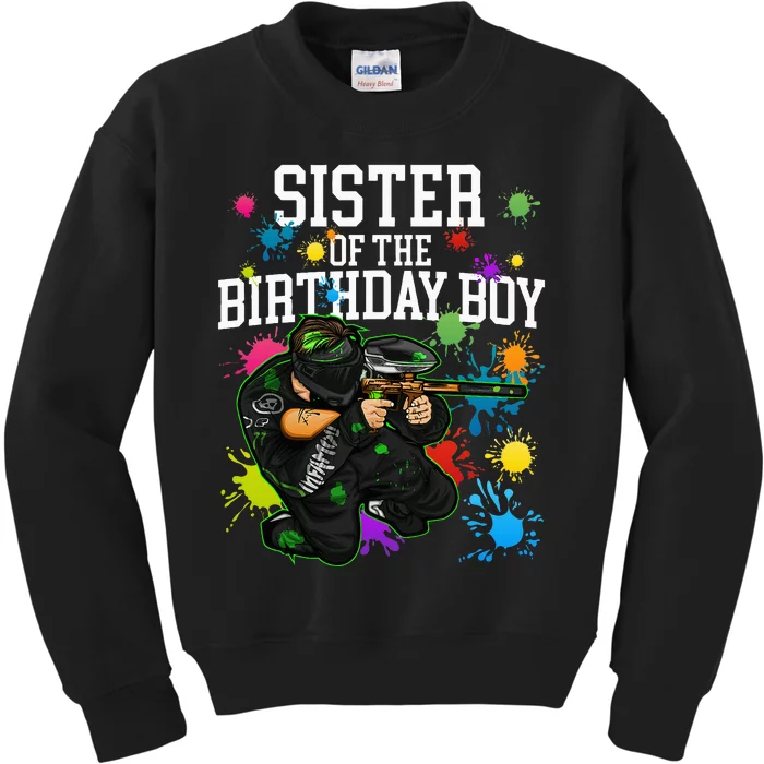 Sister Of The Birthday Boy Paintball Sport Matching Family Kids Sweatshirt