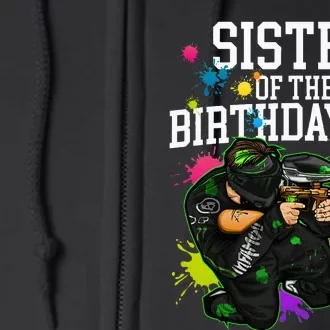 Sister Of The Birthday Boy Paintball Sport Matching Family Full Zip Hoodie