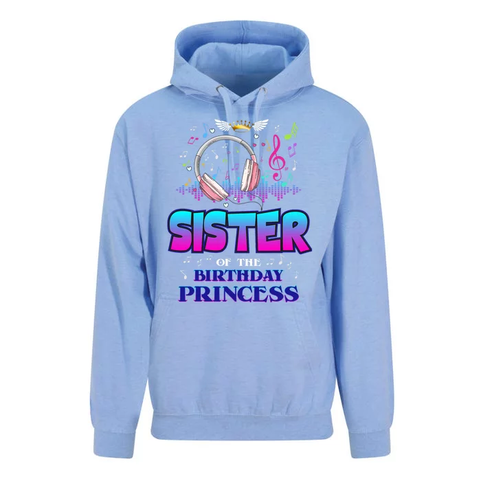 Sister Of The Birthday Princess Music Lover Matching Family Unisex Surf Hoodie