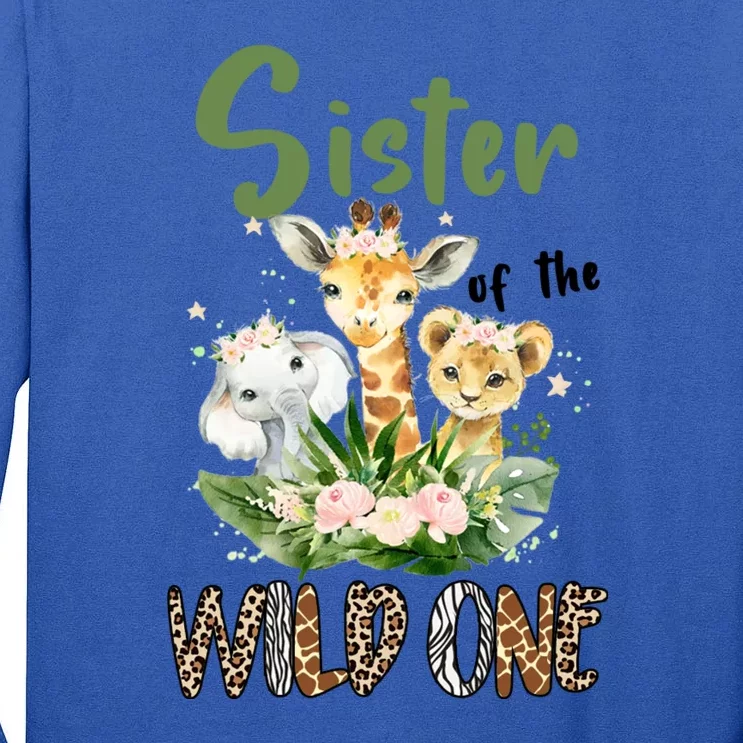 Sister Of The Wild One Zoo Theme Birthday Safari Jungle Animal Tall Long Sleeve T-Shirt