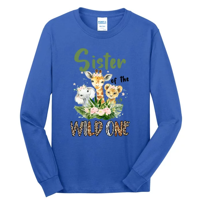 Sister Of The Wild One Zoo Theme Birthday Safari Jungle Animal Tall Long Sleeve T-Shirt