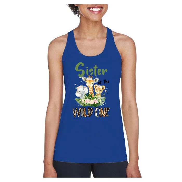 Sister Of The Wild One Zoo Theme Birthday Safari Jungle Animal Women's Racerback Tank