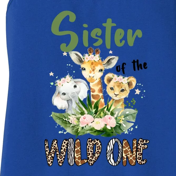 Sister Of The Wild One Zoo Theme Birthday Safari Jungle Animal Women's Racerback Tank