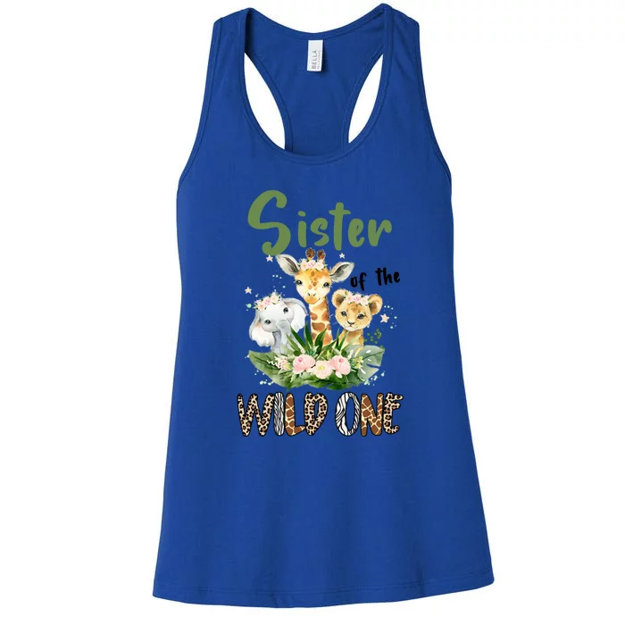 Sister Of The Wild One Zoo Theme Birthday Safari Jungle Animal Women's Racerback Tank