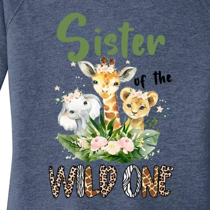 Sister Of The Wild One Zoo Theme Birthday Safari Jungle Animal Women's Perfect Tri Tunic Long Sleeve Shirt