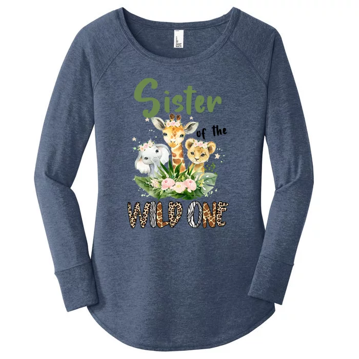 Sister Of The Wild One Zoo Theme Birthday Safari Jungle Animal Women's Perfect Tri Tunic Long Sleeve Shirt