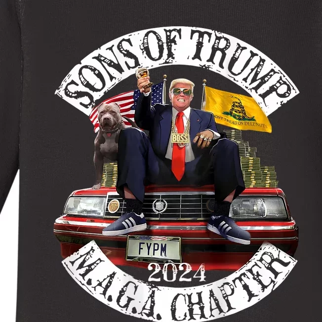 Sons Of Trump Maga Chapter 2024 With Pitbull Car Baby Long Sleeve Bodysuit