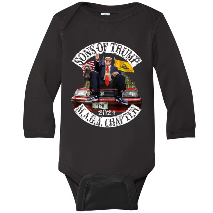 Sons Of Trump Maga Chapter 2024 With Pitbull Car Baby Long Sleeve Bodysuit