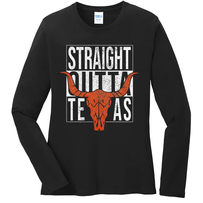 Straight Outta Texas 1845 For Proud Texans Ladies Long Sleeve Shirt